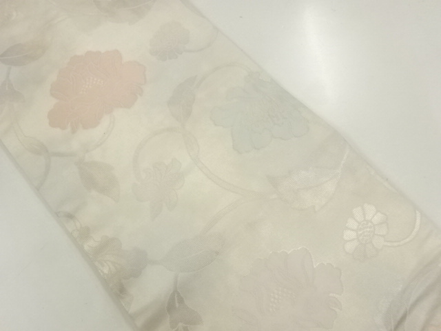 JAPANESE NAGOYA OBI / WOVEN FLOWER ARABESQUE